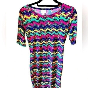 Lularoe small multicolor abstract floral Julia‎ t shirt pencil dress. NWT